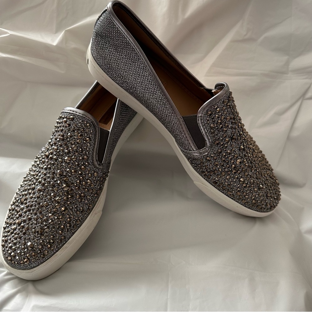 INC Womens Silver Slip On Sneakers